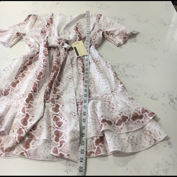 EVERK AKI boho snake Ruffle Hem Mini Dress size:S - Picture 5 of 9